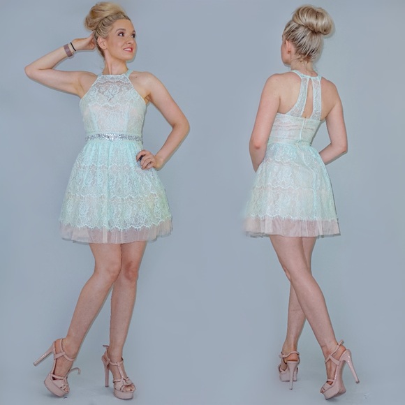 B Darlin Dresses & Skirts - Mint Green Lace Fit Flare Cocktail Party Dress